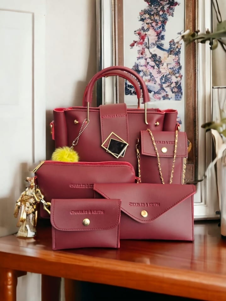 5-Piece Set with Cloud Bag, Mobile Wallet, Long Wallet, and Coin Pouch