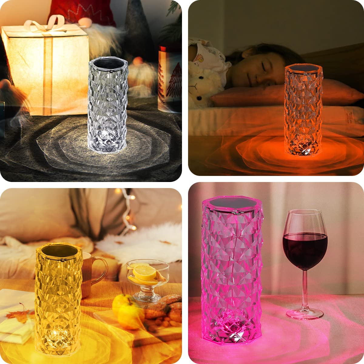Crystal Lamp Rose Light Diamond Lamp
