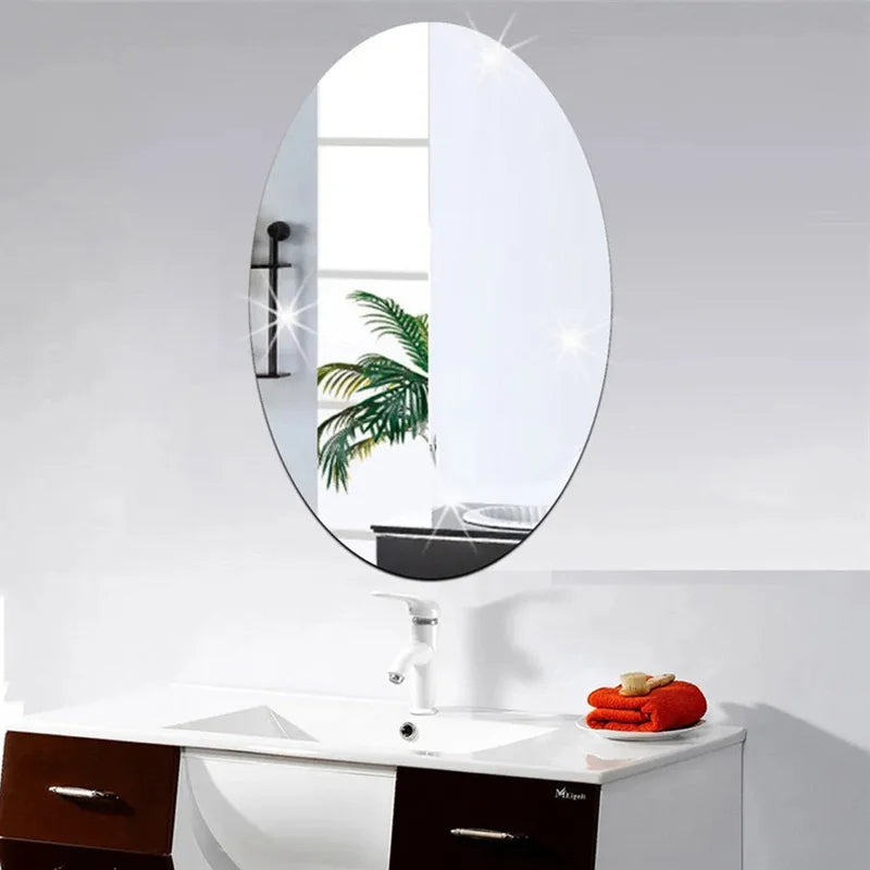 Wall Sticker Oval Shape Mirror